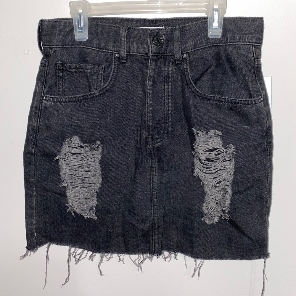 Forever 21 Washed Black Denim Mini Skirt